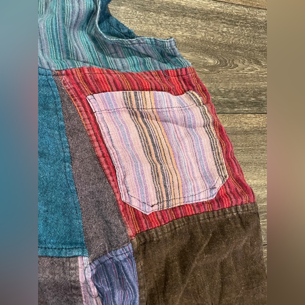 Shop Therapy Patchwork Overalls Woman’s Size Large Heavy 100% Cotton Boho - Picture 4 of 12